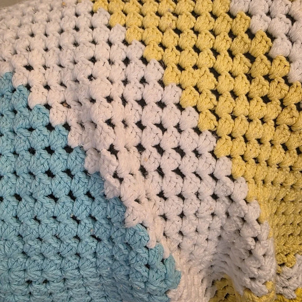 Vintage Handmade Afghan Knit Crochet‎ Maw Maw Blanket Throw 44 X 44
